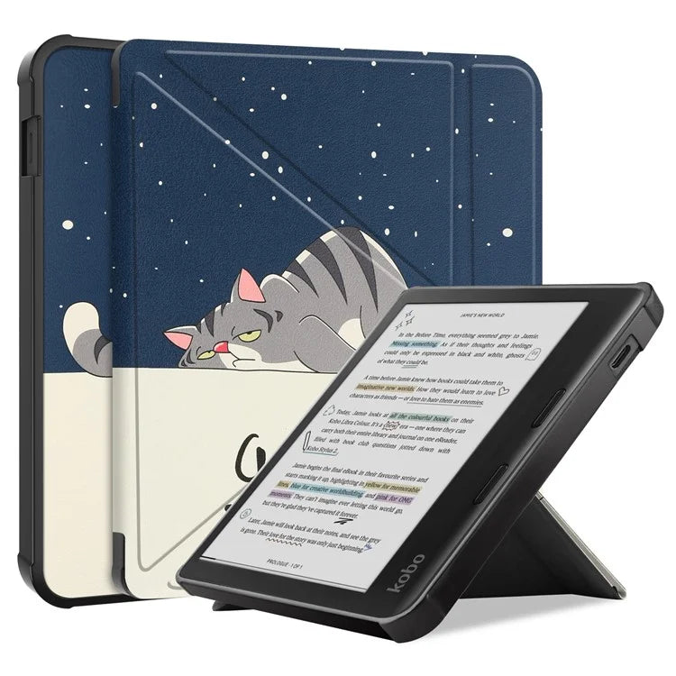 For Kobo Libra Colour Case Pattern Print Leather ebook Reader Cover