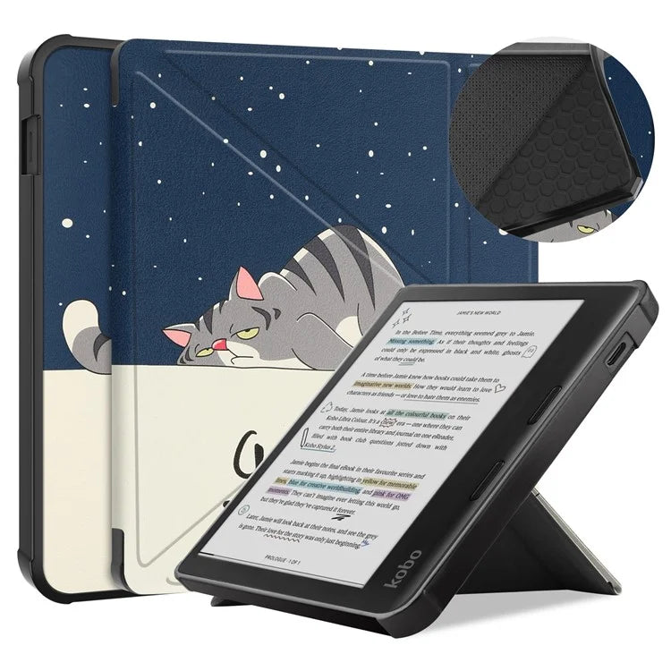 For Kobo Libra Colour Case Pattern Print Leather ebook Reader Cover