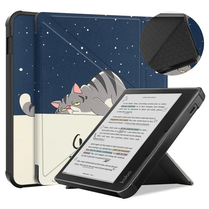 For Kobo Libra Colour Case Pattern Print Leather ebook Reader Cover