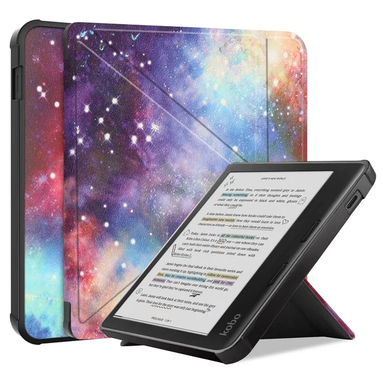 For Kobo Libra Colour Case Pattern Print Leather ebook Reader Cover