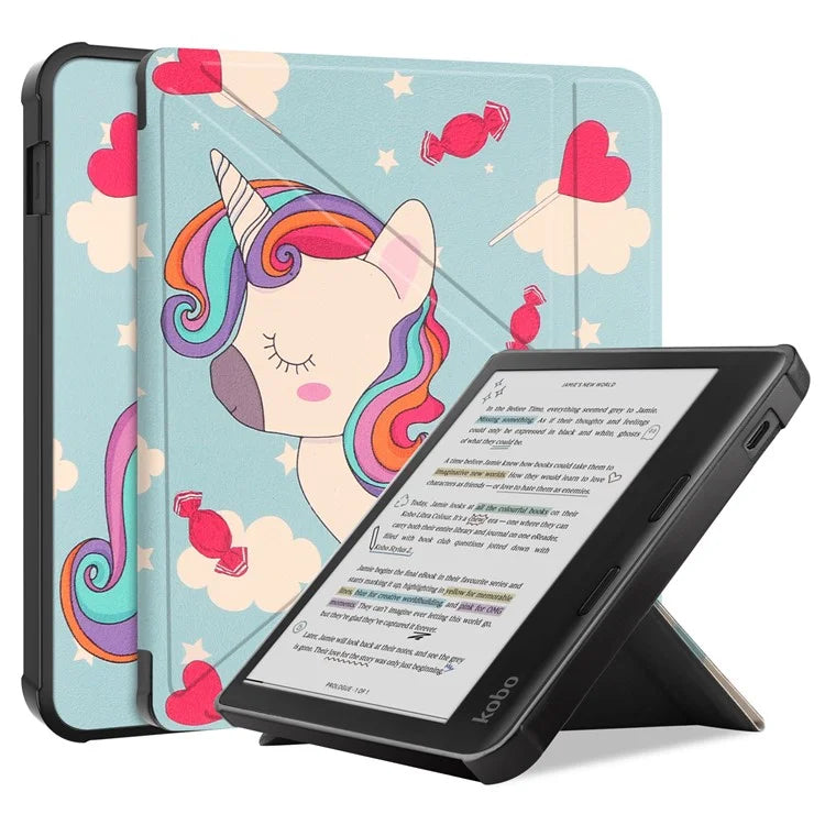 For Kobo Libra Colour Case Pattern Print Leather ebook Reader Cover