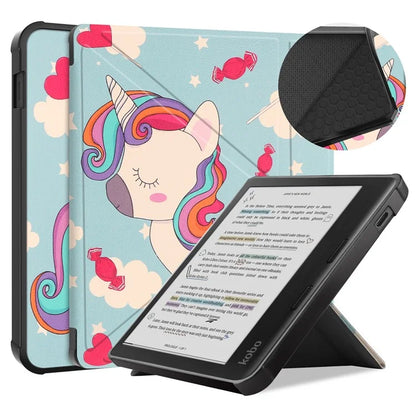 For Kobo Libra Colour Case Pattern Print Leather ebook Reader Cover