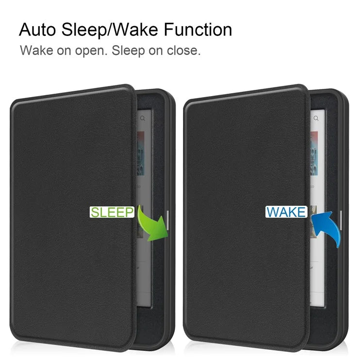 For Kobo Clara Colour PU Leather Sleeve Smart Wake  /  Sleep Cover eReader Protective Case