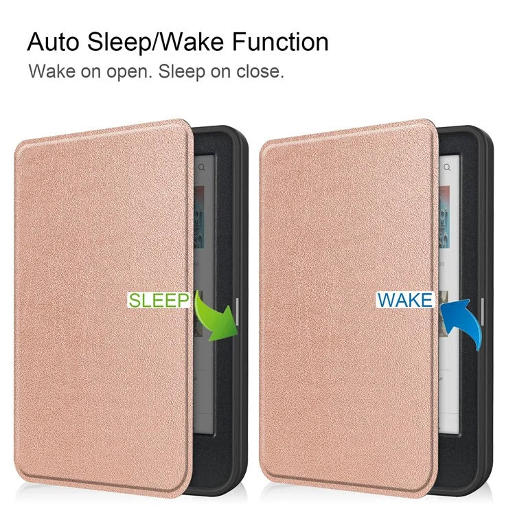 For Kobo Clara Colour PU Leather Sleeve Smart Wake  /  Sleep Cover eReader Protective Case