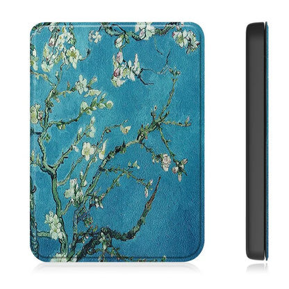 For Kobo Clara Colour Case Pattern Printing PU Leather Folio E-reader Cover with Auto Sleep / Wake Function