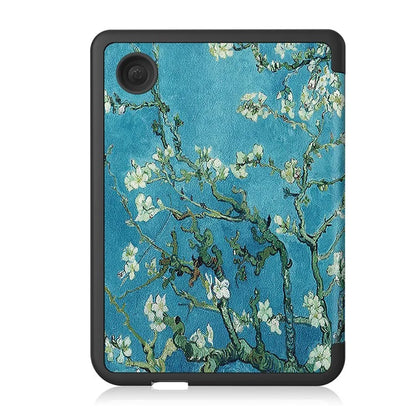 For Kobo Clara Colour Case Pattern Printing PU Leather Folio E-reader Cover with Auto Sleep / Wake Function
