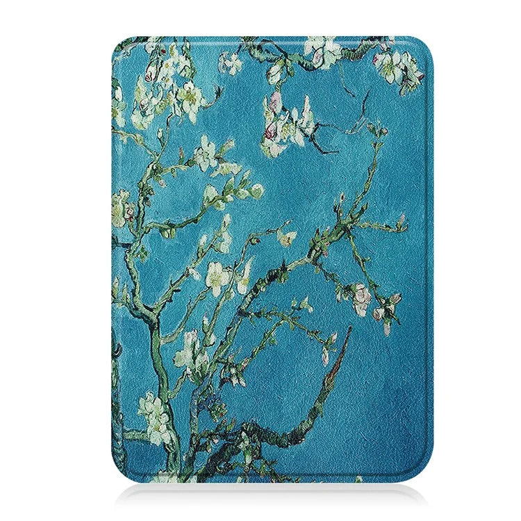 For Kobo Clara Colour Case Pattern Printing PU Leather Folio E-reader Cover with Auto Sleep / Wake Function