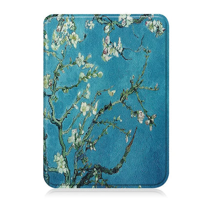 For Kobo Clara Colour Case Pattern Printing PU Leather Folio E-reader Cover with Auto Sleep / Wake Function