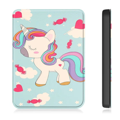 For Kobo Clara Colour Case Pattern Printing PU Leather Folio E-reader Cover with Auto Sleep / Wake Function