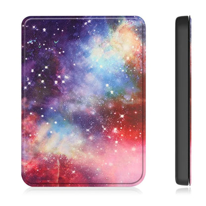 For Kobo Clara Colour Case Pattern Printing PU Leather Folio E-reader Cover with Auto Sleep / Wake Function