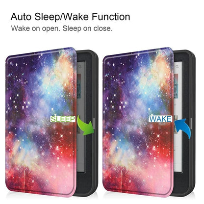 For Kobo Clara Colour Case Pattern Printing PU Leather Folio E-reader Cover with Auto Sleep / Wake Function