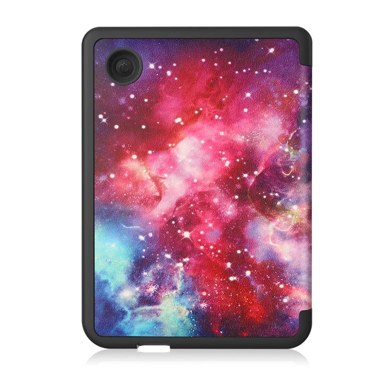 For Kobo Clara Colour Case Pattern Printing PU Leather Folio E-reader Cover with Auto Sleep / Wake Function