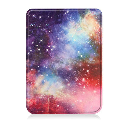 For Kobo Clara Colour Case Pattern Printing PU Leather Folio E-reader Cover with Auto Sleep / Wake Function
