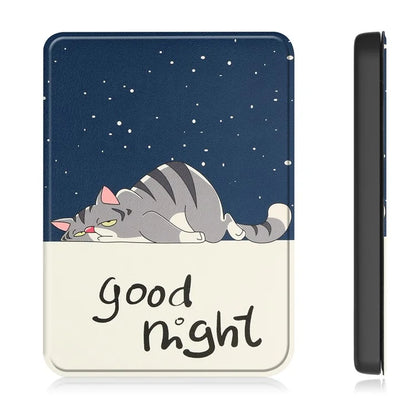 For Kobo Clara Colour Case Pattern Printing PU Leather Folio E-reader Cover with Auto Sleep / Wake Function