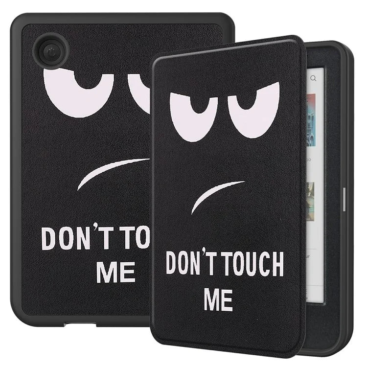 For Kobo Clara Colour Case Pattern Printing PU Leather Folio E-reader Cover with Auto Sleep / Wake Function