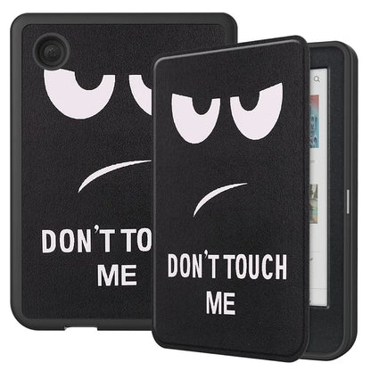 For Kobo Clara Colour Case Pattern Printing PU Leather Folio E-reader Cover with Auto Sleep / Wake Function