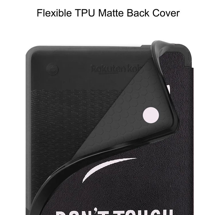 For Kobo Clara Colour Case Pattern Printing PU Leather Folio E-reader Cover with Auto Sleep / Wake Function