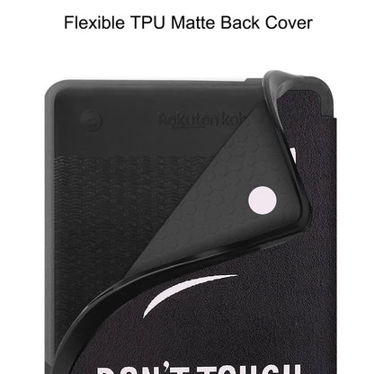 For Kobo Clara Colour Case Pattern Printing PU Leather Folio E-reader Cover with Auto Sleep / Wake Function
