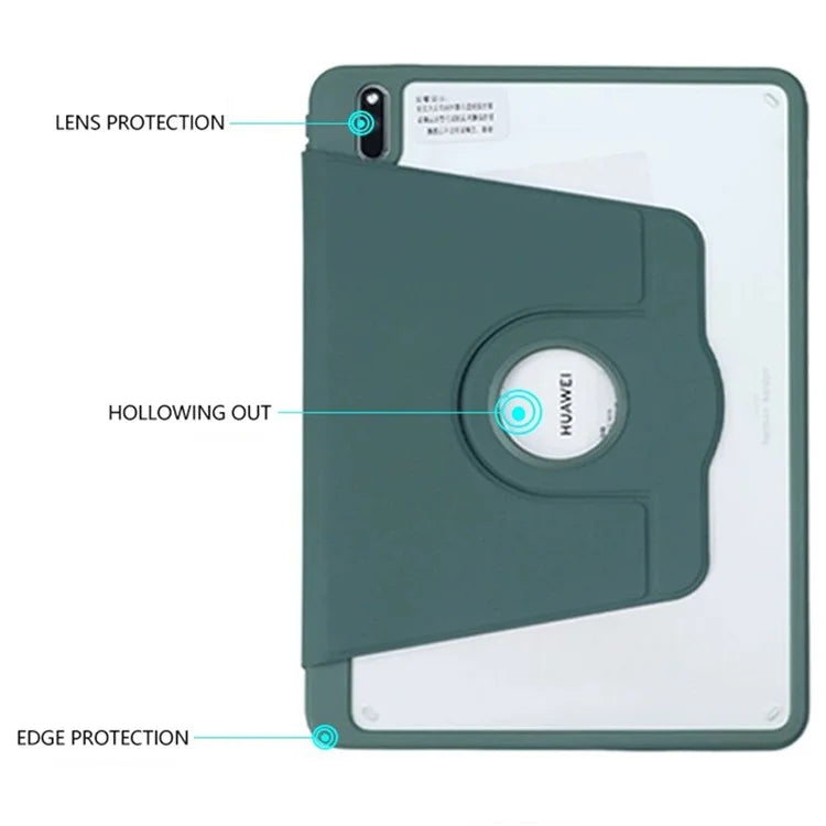 For Huawei MatePad 11 (2021) Case PU Leather Tablet Shell Rotating Stand with Pencil Holder