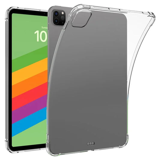 For iPad Pro 11 (2024) TPU Case Anti-Drop Clear Tablet Cover + Tempered Glass Screen Protector