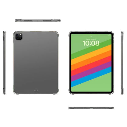 For iPad Pro 11 (2024) TPU Case Anti-Drop Clear Tablet Cover + Tempered Glass Screen Protector