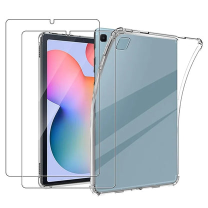 For Samsung Galaxy Tab S6 Lite (2020) / (2022) / (2024) Case Tablet TPU Cover + 2Pcs Tempered Glass Screen Film