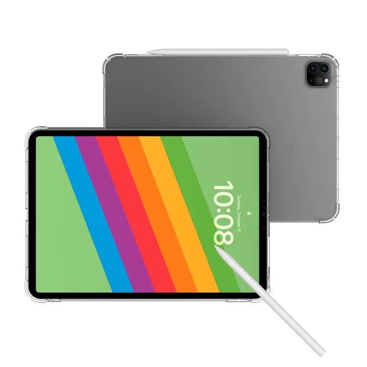 For iPad Pro 11 (2024) Case Flexible Transparent TPU Reinforced Corners Tablet Cover