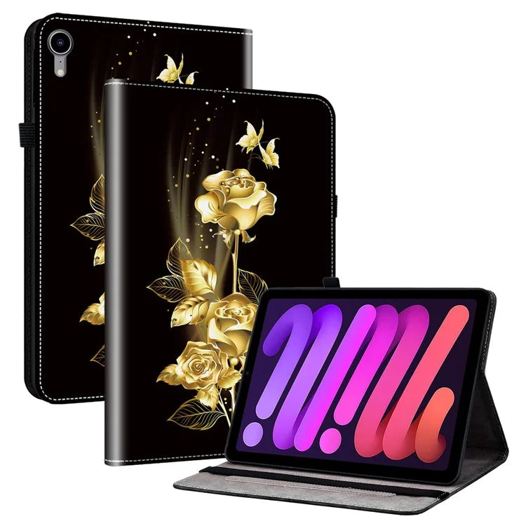 For iPad mini (2021) Case Pattern PU Leather Stand Folio Tablet Cover with Card Holder