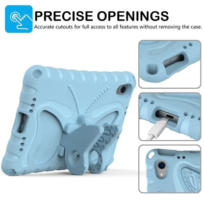 For iPad mini (2021) Case with Shoulder Strap Butterfly Kickstand Tablet EVA Cover
