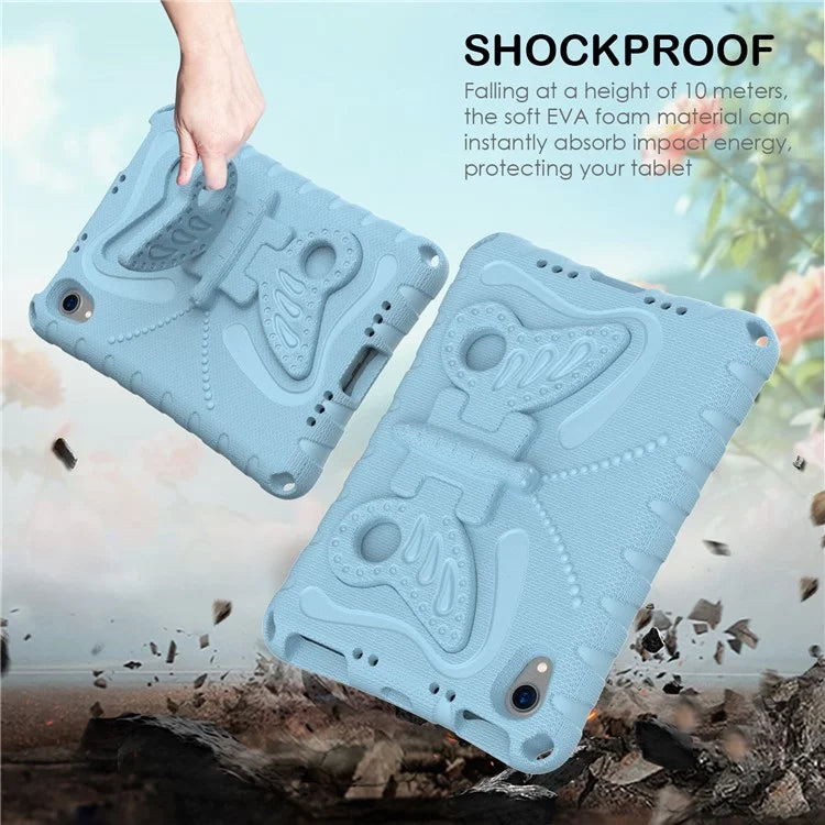 For iPad mini (2021) Case with Shoulder Strap Butterfly Kickstand Tablet EVA Cover