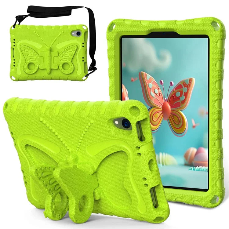 For iPad mini (2021) Case with Shoulder Strap Butterfly Kickstand Tablet EVA Cover