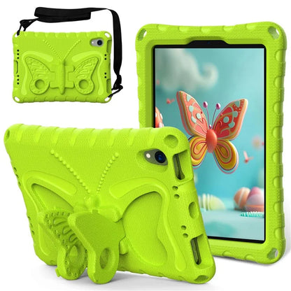 For iPad mini (2021) Case with Shoulder Strap Butterfly Kickstand Tablet EVA Cover