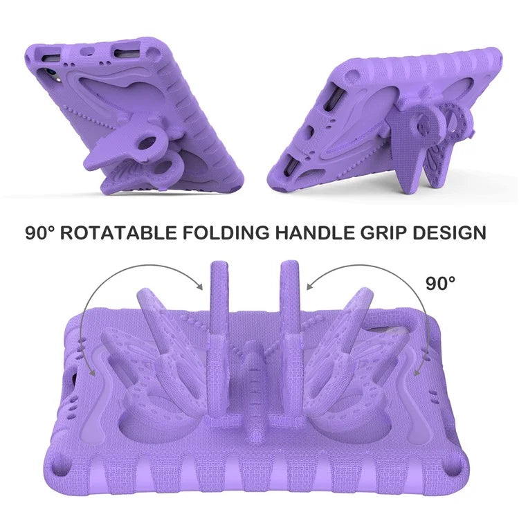 For iPad mini (2021) Case with Shoulder Strap Butterfly Kickstand Tablet EVA Cover