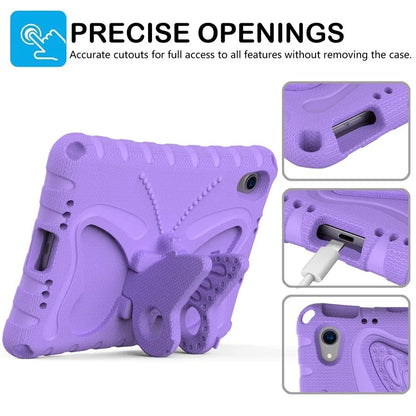 For iPad mini (2021) Case with Shoulder Strap Butterfly Kickstand Tablet EVA Cover