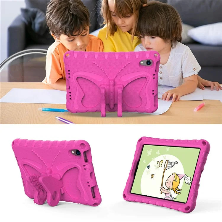 For iPad mini (2021) Case with Shoulder Strap Butterfly Kickstand Tablet EVA Cover
