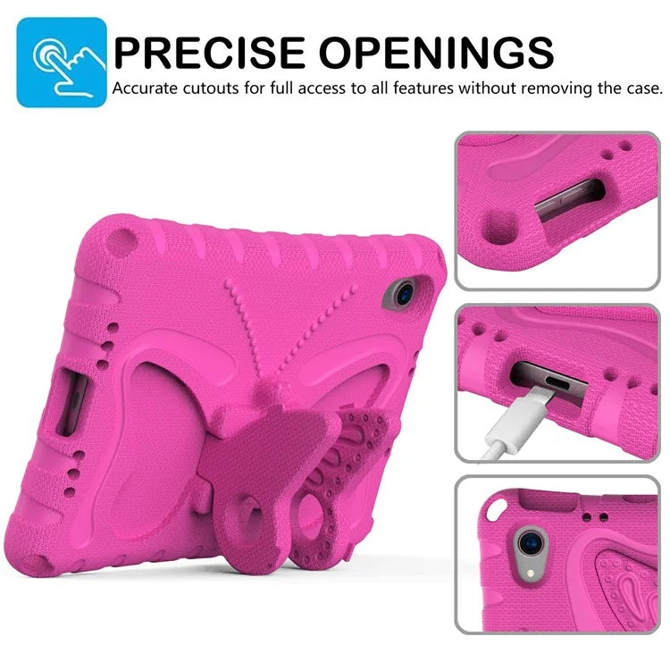 For iPad mini (2021) Case with Shoulder Strap Butterfly Kickstand Tablet EVA Cover