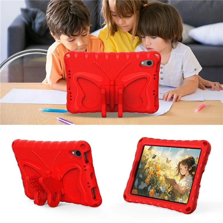 For iPad mini (2021) Case with Shoulder Strap Butterfly Kickstand Tablet EVA Cover