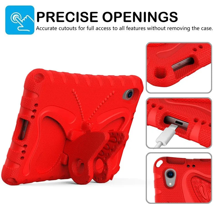 For iPad mini (2021) Case with Shoulder Strap Butterfly Kickstand Tablet EVA Cover