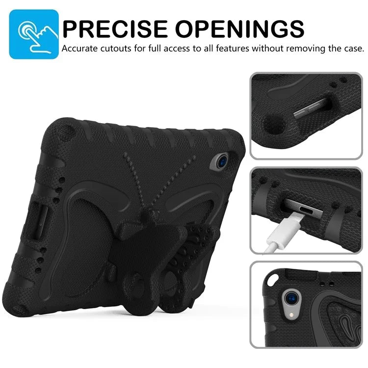 For iPad mini (2021) Case with Shoulder Strap Butterfly Kickstand Tablet EVA Cover