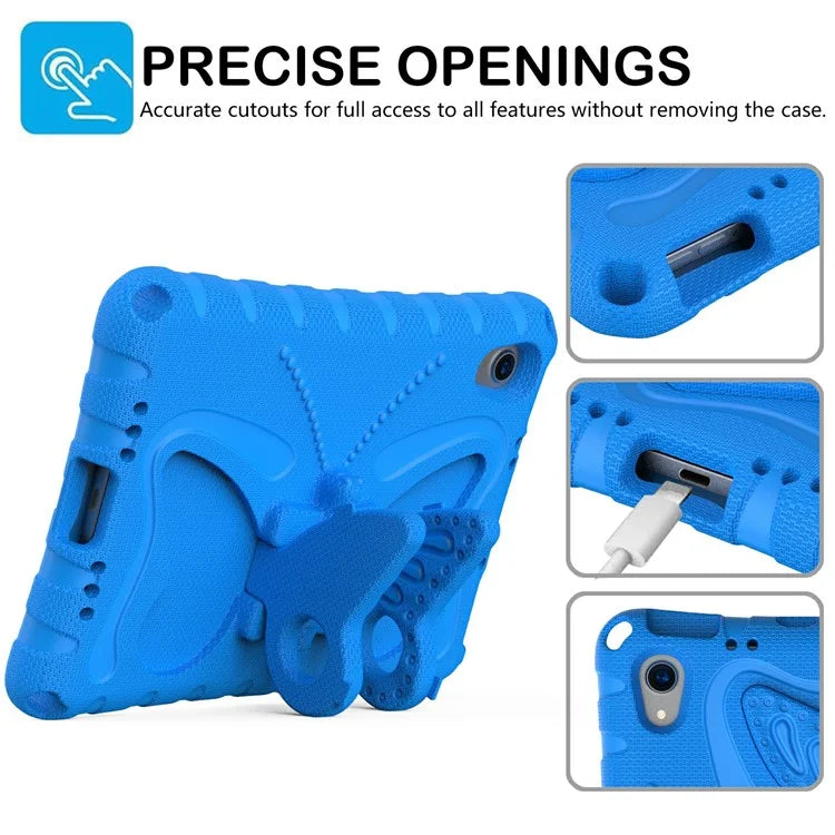 For iPad mini (2021) Case with Shoulder Strap Butterfly Kickstand Tablet EVA Cover