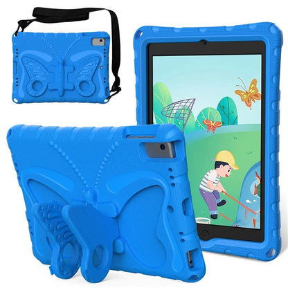 For iPad Air (2013) / Air 2 / iPad 9.7-inch (2017) / (2018) EVA Case Butterfly Kickstand Tablet Cover with Shoulder Strap
