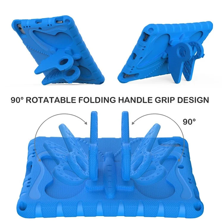 For iPad Air (2013) / Air 2 / iPad 9.7-inch (2017) / (2018) EVA Case Butterfly Kickstand Tablet Cover with Shoulder Strap