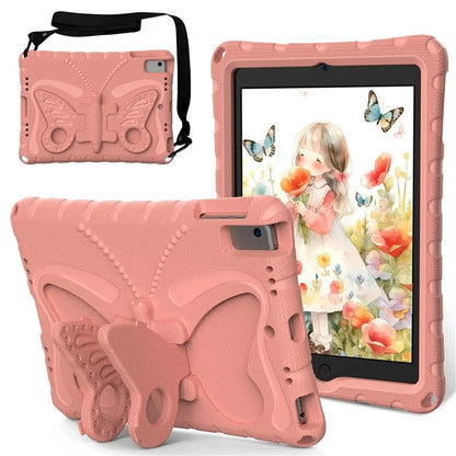 For iPad Air (2013) / Air 2 / iPad 9.7-inch (2017) / (2018) EVA Case Butterfly Kickstand Tablet Cover with Shoulder Strap
