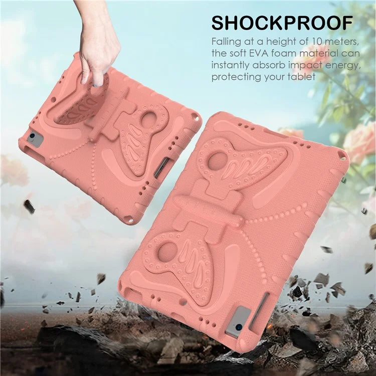 For iPad Air (2013) / Air 2 / iPad 9.7-inch (2017) / (2018) EVA Case Butterfly Kickstand Tablet Cover with Shoulder Strap