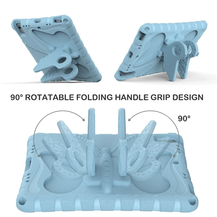 For iPad Air (2013) / Air 2 / iPad 9.7-inch (2017) / (2018) EVA Case Butterfly Kickstand Tablet Cover with Shoulder Strap