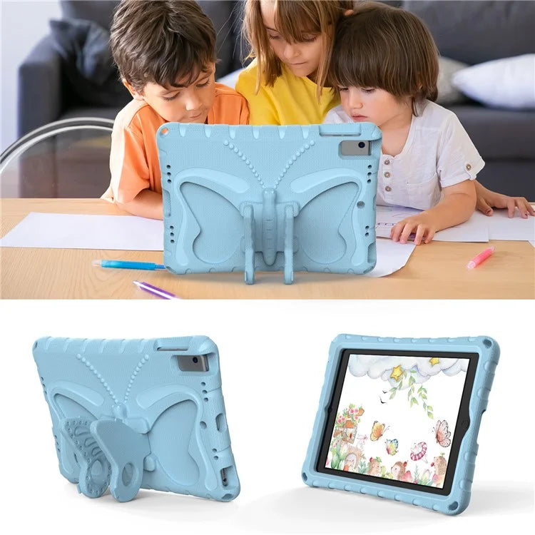 For iPad Air (2013) / Air 2 / iPad 9.7-inch (2017) / (2018) EVA Case Butterfly Kickstand Tablet Cover with Shoulder Strap