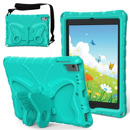 For iPad Air (2013) / Air 2 / iPad 9.7-inch (2017) / (2018) EVA Case Butterfly Kickstand Tablet Cover with Shoulder Strap