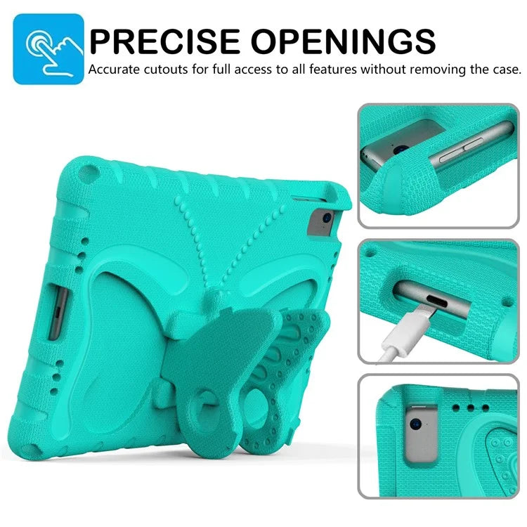 For iPad Air (2013) / Air 2 / iPad 9.7-inch (2017) / (2018) EVA Case Butterfly Kickstand Tablet Cover with Shoulder Strap
