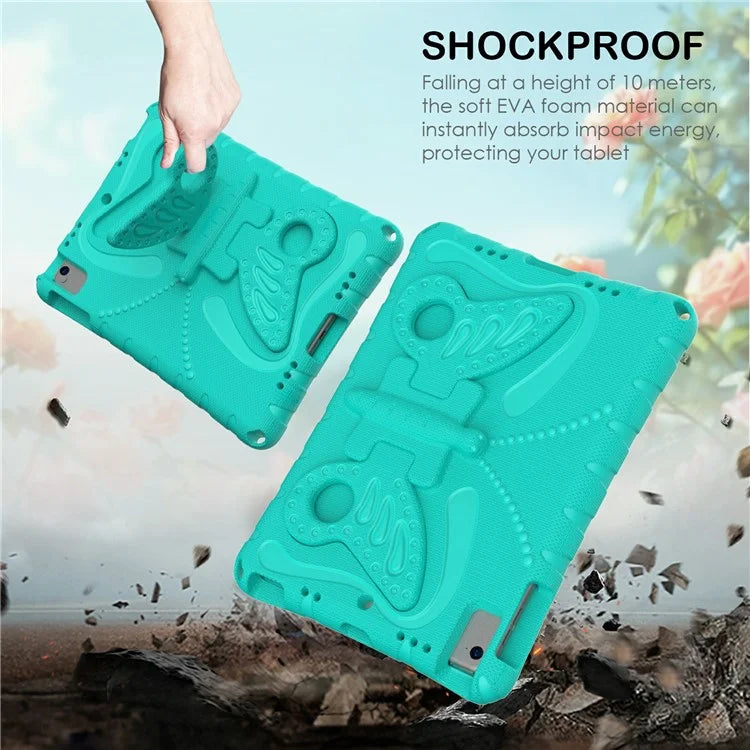 For iPad Air (2013) / Air 2 / iPad 9.7-inch (2017) / (2018) EVA Case Butterfly Kickstand Tablet Cover with Shoulder Strap