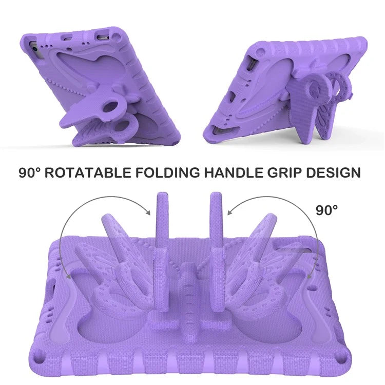 For iPad Air (2013) / Air 2 / iPad 9.7-inch (2017) / (2018) EVA Case Butterfly Kickstand Tablet Cover with Shoulder Strap